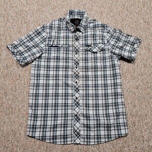 Wrangler ATG Shirt Mens Medium Plaid Button Up Short Sleeve All Terrain Gear